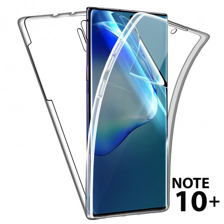 FUNDA DE SILICONA DELANTERA + TRASERA DOBLE 100% TRANSPARENTE Samsung note 10 plus