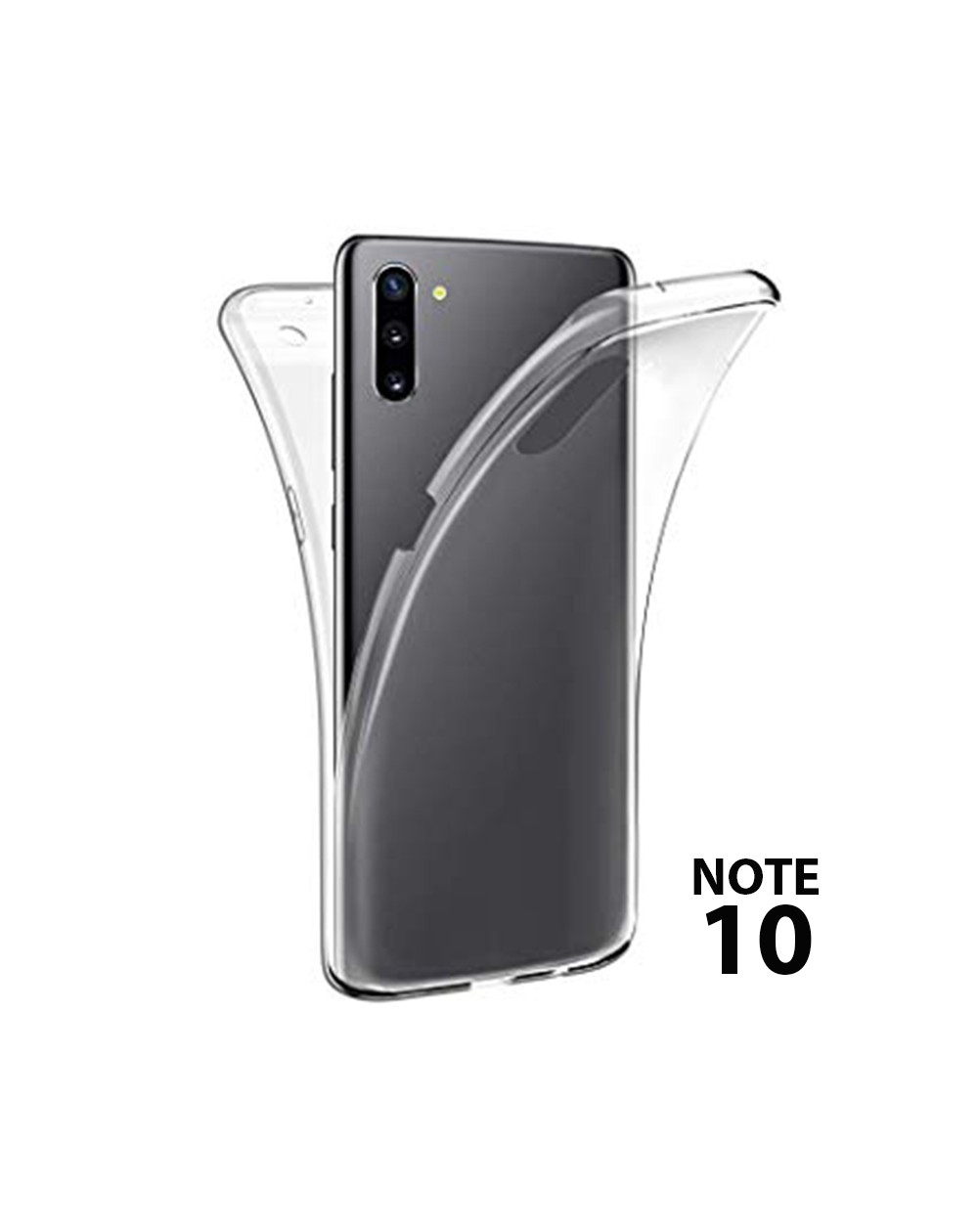 FUNDA DE SILICONA DELANTERA + TRASERA DOBLE 100% TRANSPARENTE Samsung note 10