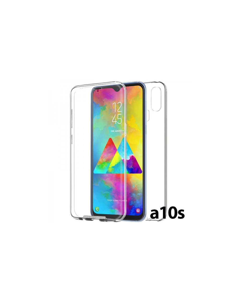 FUNDA DE SILICONA DELANTERA + TRASERA DOBLE 100% TRANSPARENTE Samsung A10s