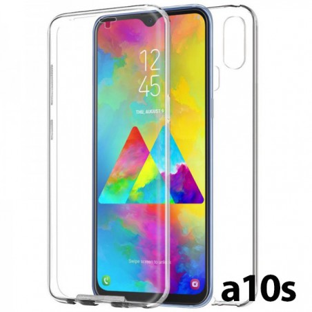 FUNDA DE SILICONA DELANTERA + TRASERA DOBLE 100% TRANSPARENTE Samsung A10s