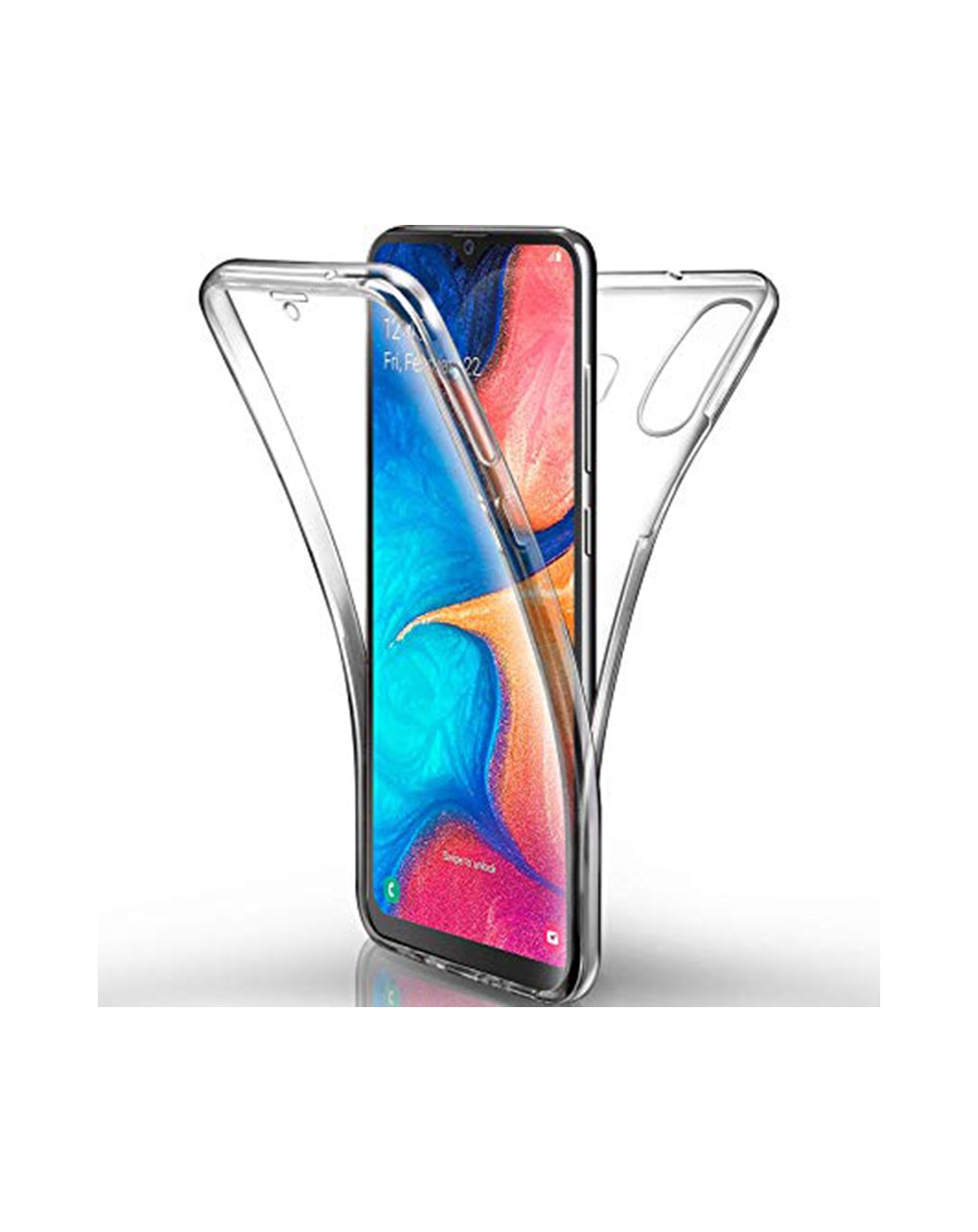 FUNDA DE SILICONA DELANTERA + TRASERA DOBLE 100% TRANSPARENTE Samsung A20e