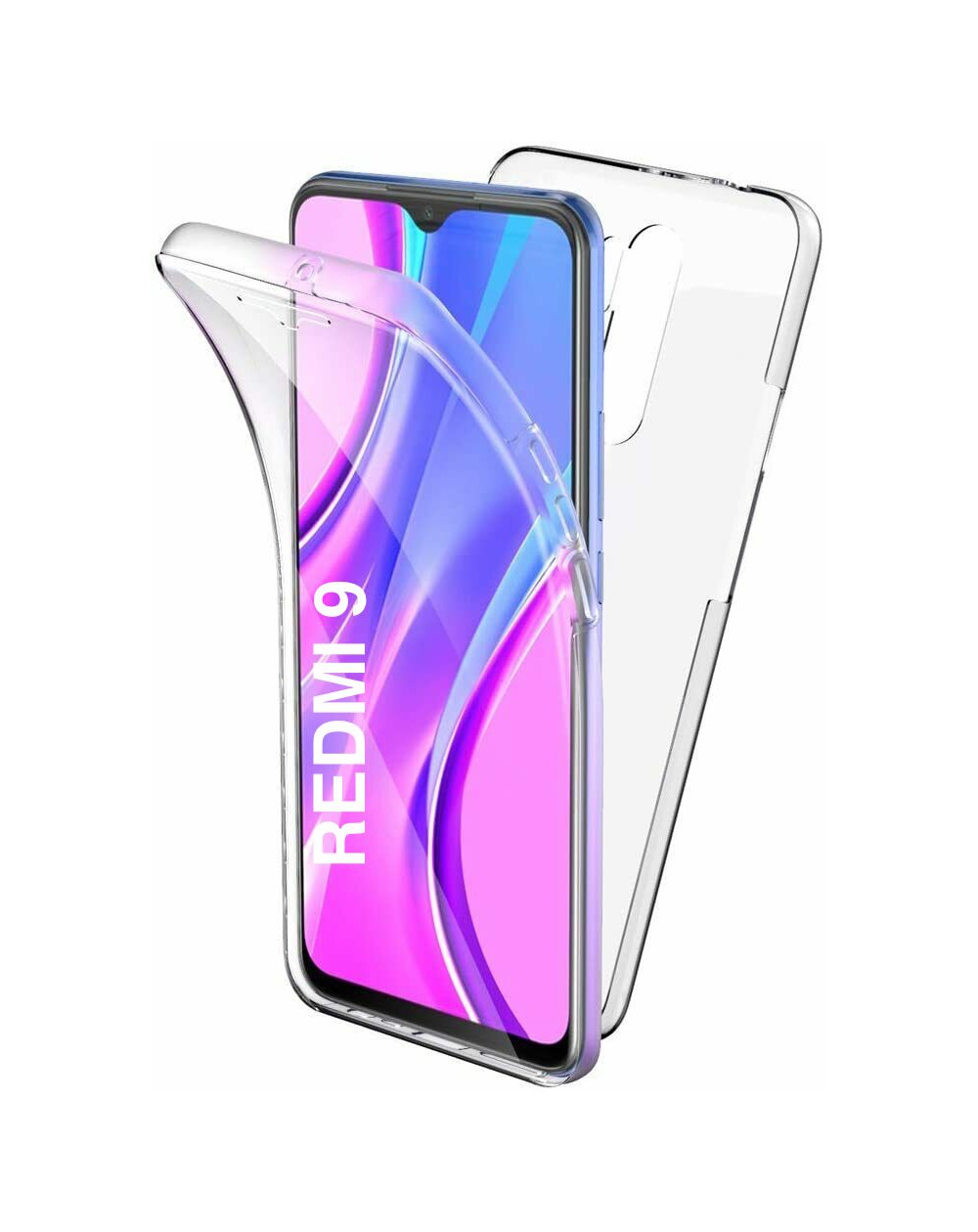 Carcasa Xiaomi Redmi 9 Cristal Templado Transparente Negro